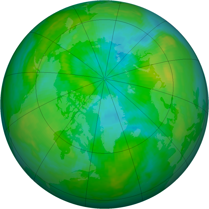 Arctic ozone map for 31 August 1980